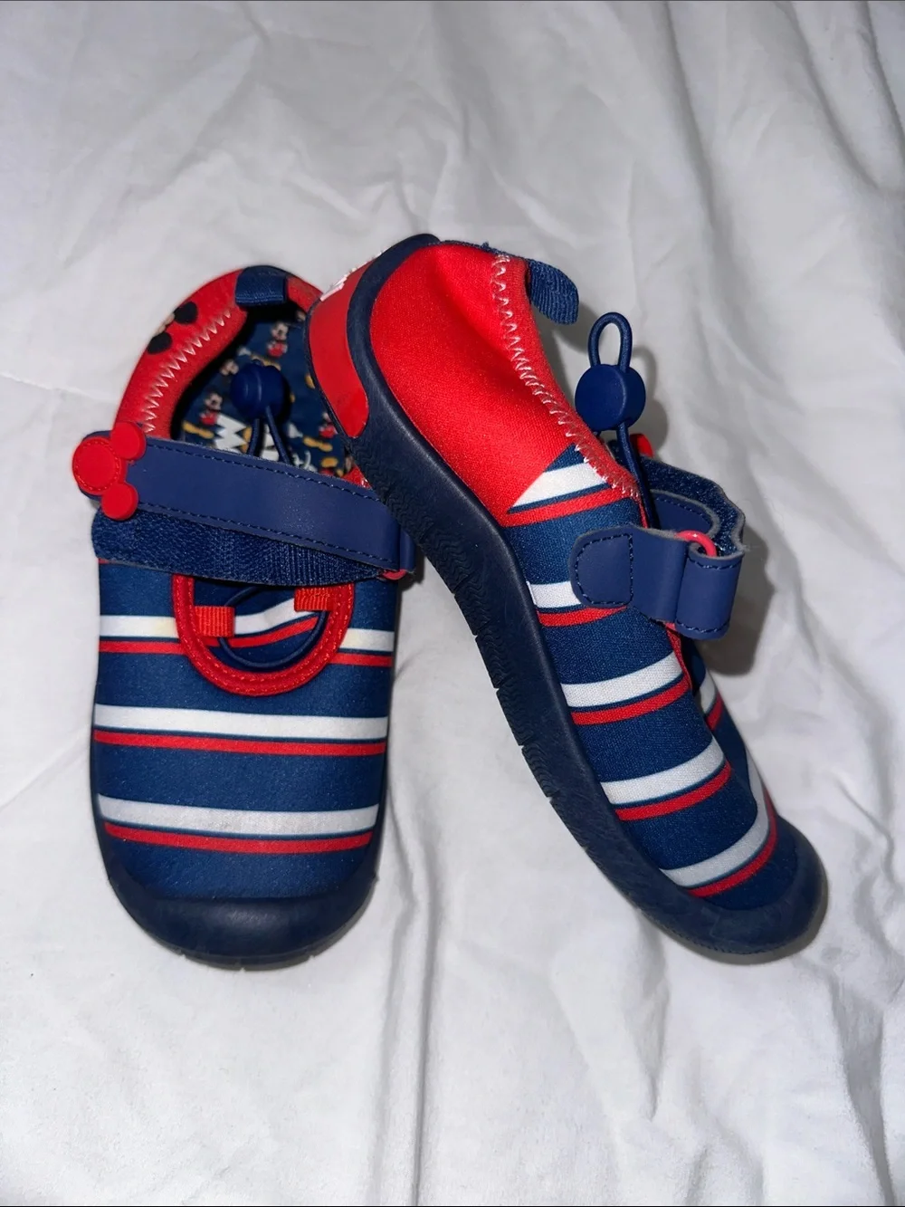 Striped Navy & Red Kids Water Shoes with Hook-&-Loop Strap